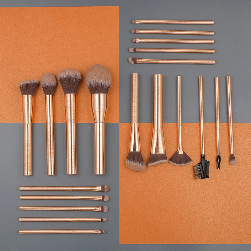 New Fashionable Full Aluminum Handle Makeup Brush Face Set 20 Piece Rose Gold Makeup Brush Set