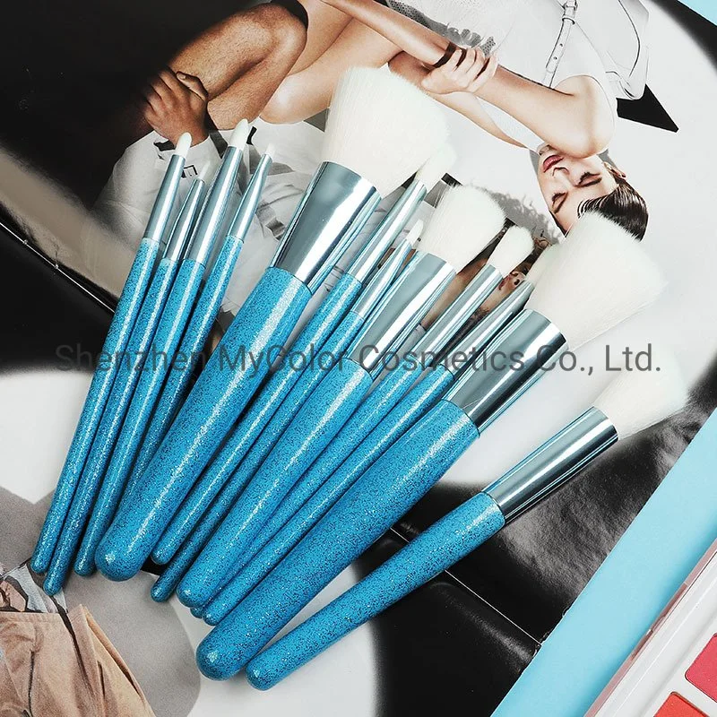 Luxury Glitter Makeup Brushes 12PCS Synthetic Hair Powder Blending Kabuki Eyeshadow Cosmetic Brush Set