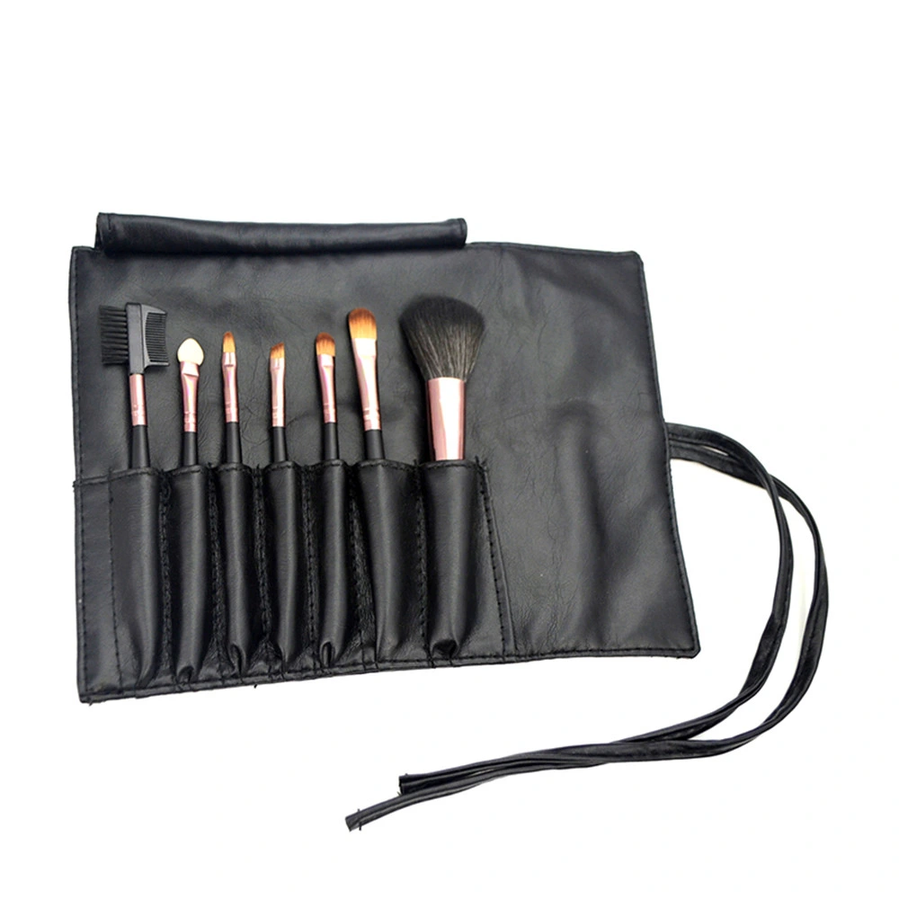 OEM Branding Portable 7PCS Makeup Brush Set with PU Cosmetic Pouch