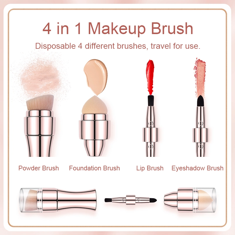 2023 New Style Travel Double Side Makeup Brushes Retractable 4 in 1 Mini Makeup Brush Set