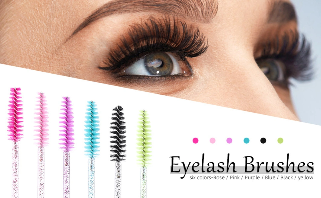 Beiqili Crystal Eyelash Brush Mascara Wands, Disposable Nylon Makeup Brush Mascara Brush